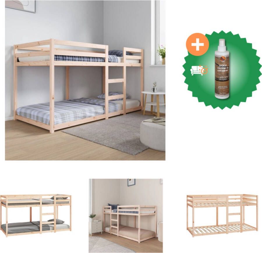 VidaXL Stapelbed Massief grenenhout 205.5 x 95.5 x 141.5 cm Veilig ontwerp Bed Inclusief Houtreiniger en verfrisser