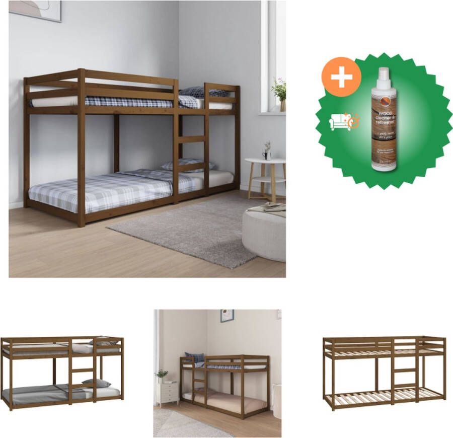 VidaXL Stapelbed massief grenenhout honingbruin 80x200 cm Bed Inclusief Houtreiniger en verfrisser