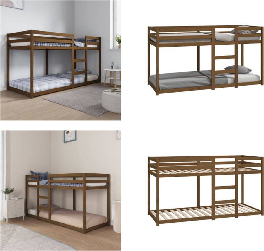 VidaXL Stapelbed massief grenenhout honingbruin 80x200 cm Stapelbed Stapelbedden Bed Bedframe