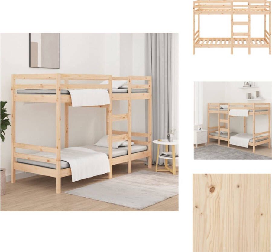 VidaXL Stapelbed Massief Grenenhout Twee Individuele Bedden 195.5 x 80.5 x 141.5 cm Bed - Foto 2