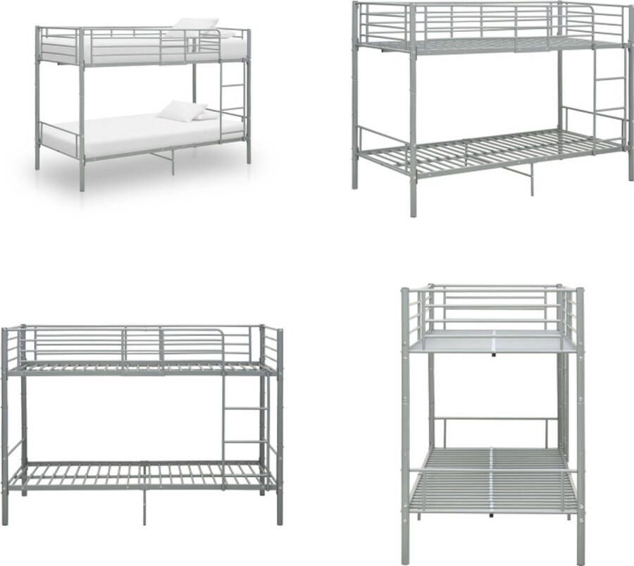 VidaXL Stapelbed metaal grijs 90x200 cm Stapelbed Stapelbedden Bed Bedden