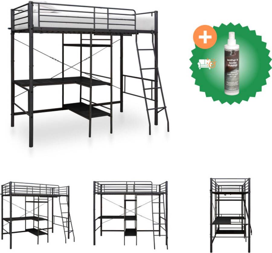 VidaXL Stapelbed Metaal Zwart 210x97.5x186 cm Voor 90x200 matras Veilig en duurzaam Bed Inclusief Reiniger