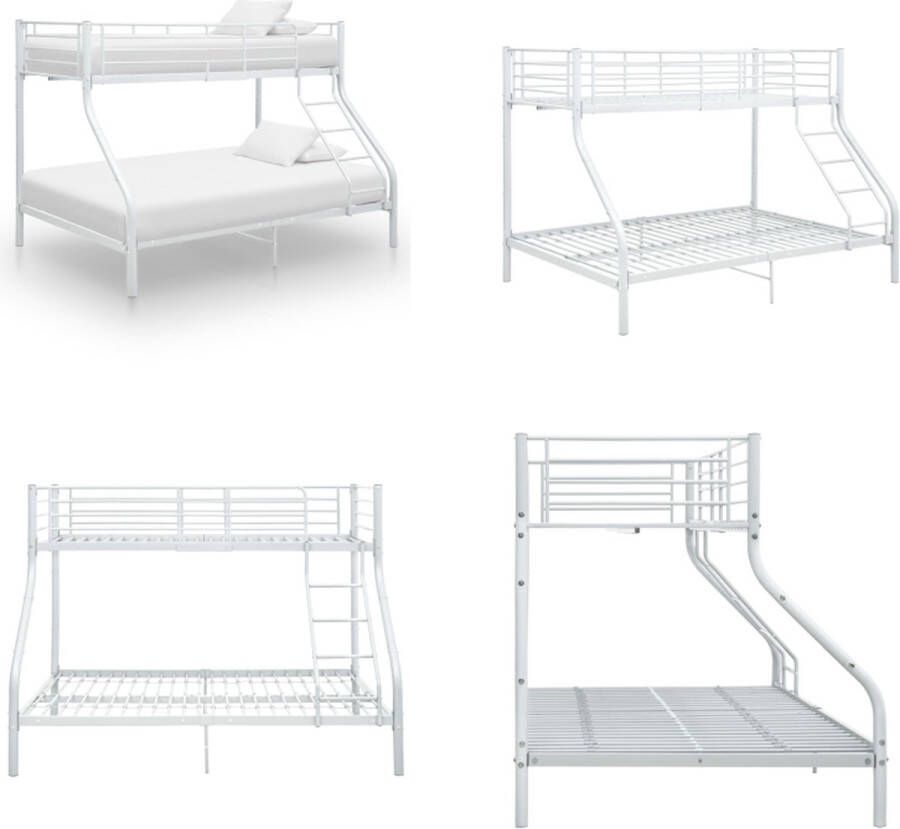 Vida XL Stapelbedframe metaal wit 140x200 cm 90x200 cm SKU: V287903
