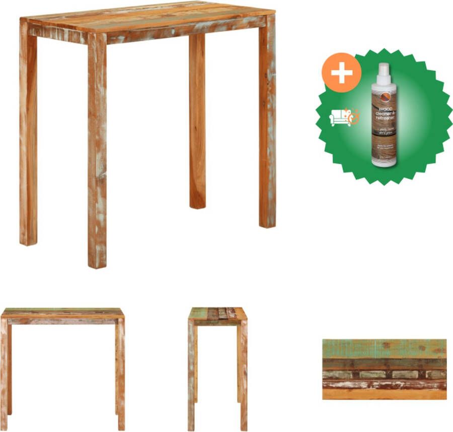 VidaXL Statafel Massief Gerecycled Hout 112x55x108 cm Meerkleurige afwerking Tafel Inclusief Houtreiniger en verfrisser