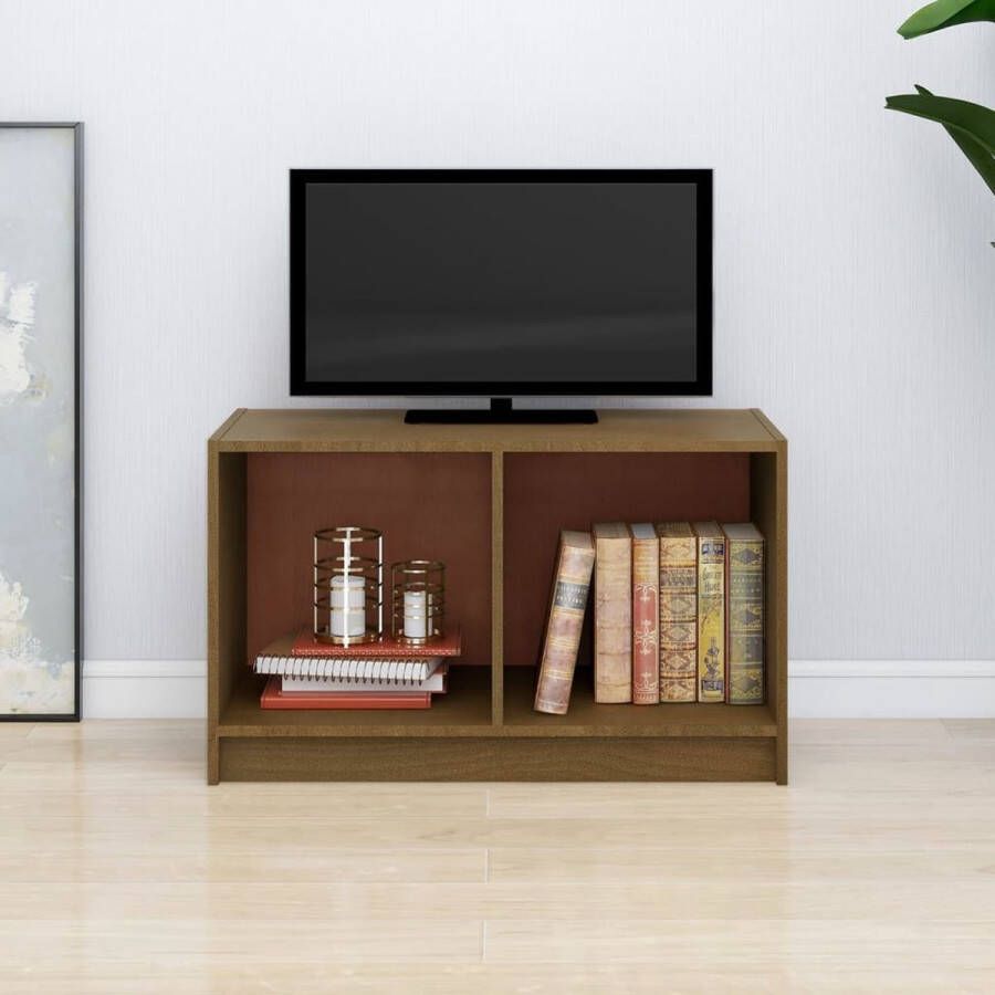 VidaXL Tv-kast Tv-kasten Tv-standaard Wandtafel Tv-meubel 70x33x42 cm massief grenenhout honingbruin - Foto 3