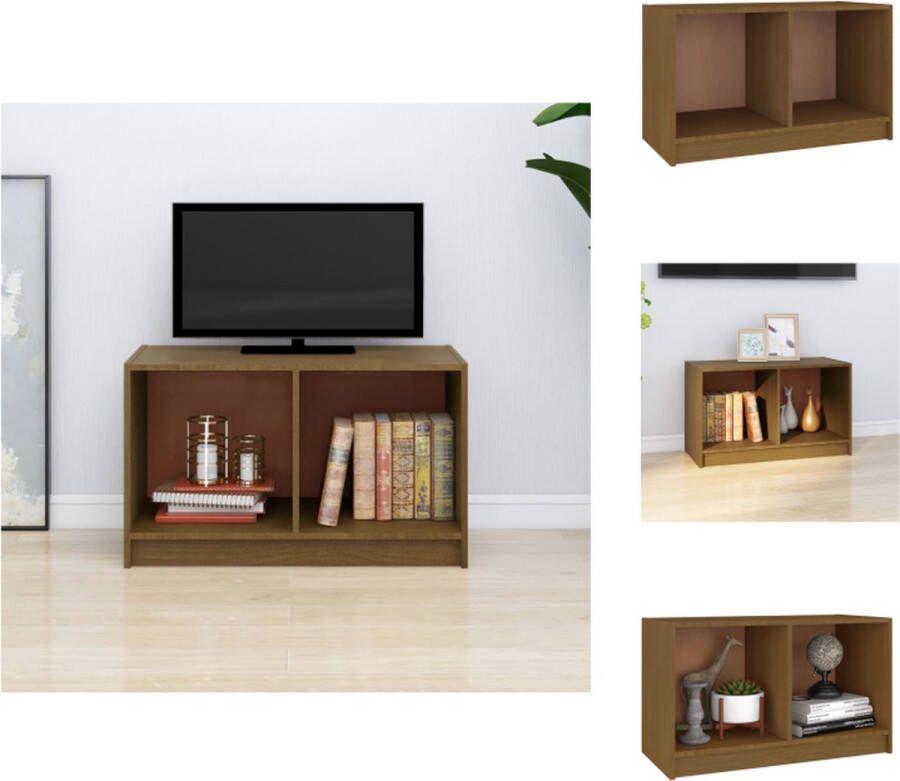 VidaXL Tv-kast Tv-kasten Tv-standaard Wandtafel Tv-meubel 70x33x42 cm massief grenenhout honingbruin - Foto 2