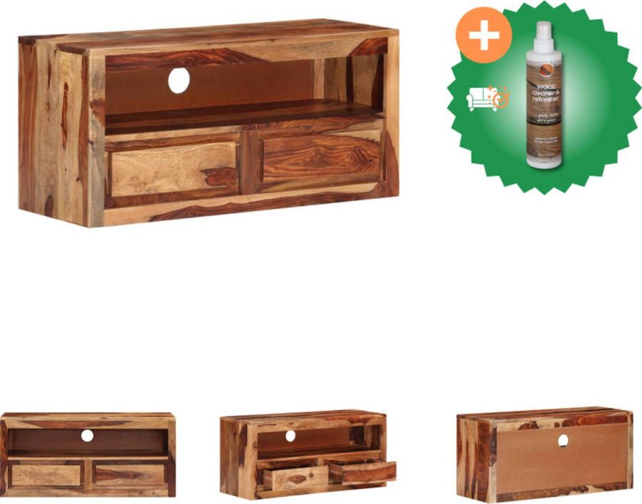 VidaXL Stereokast Vintage Houten Televisiemeubel 88 x 30 x 40 cm Massief Sheeshamhout Kast Inclusief Houtreiniger en verfrisser