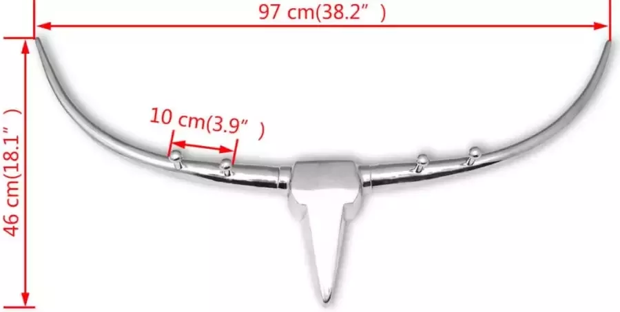 vidaXL Stierenkop muurdecoratie met kapstok aluminium zilver