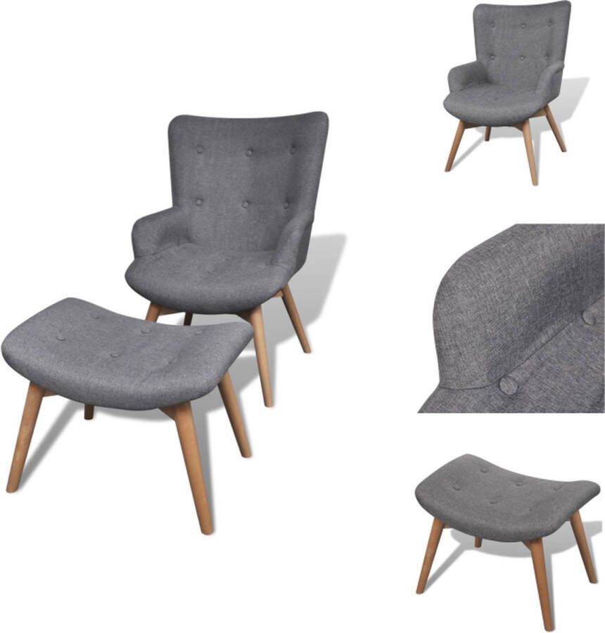 VidaXL Stoel Comfortabel Grijs 57 x 68.5 x 87.5 cm Houten Frame Fauteuil - Foto 2
