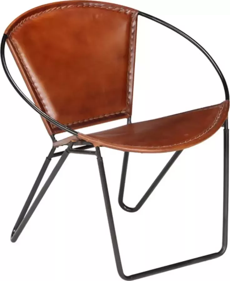 VidaXL Stoel echt leer bruin - Foto 2