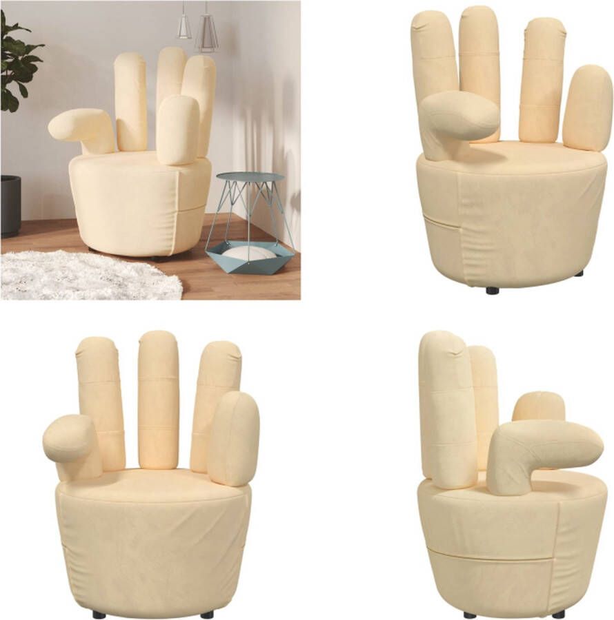 vidaXL Stoel handvormig fluweel crèmekleurig Handvormige Stoel Handvormige Stoelen Fluwelen Fauteuil Armstoel