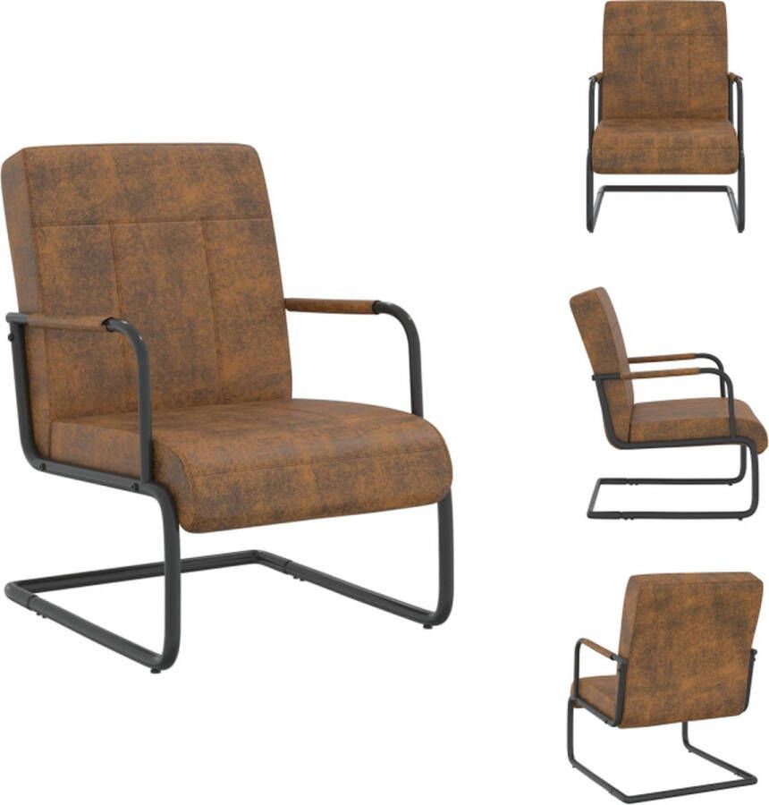 VidaXL stoel Industrieel bruin zwart 64.5 x 77 x 88.5 cm (B x D x H) 100% polyester metaal 110 kg Fauteuil