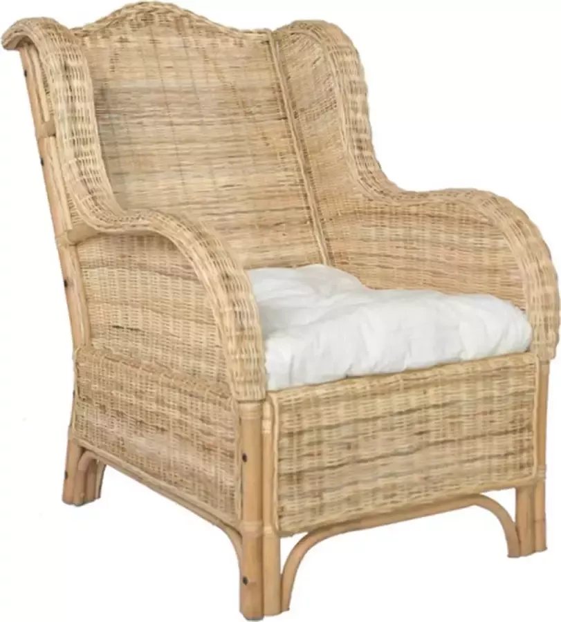 VidaXL -Stoel-met-kussen-natuurlijk-rattan-en-linnen - Foto 2