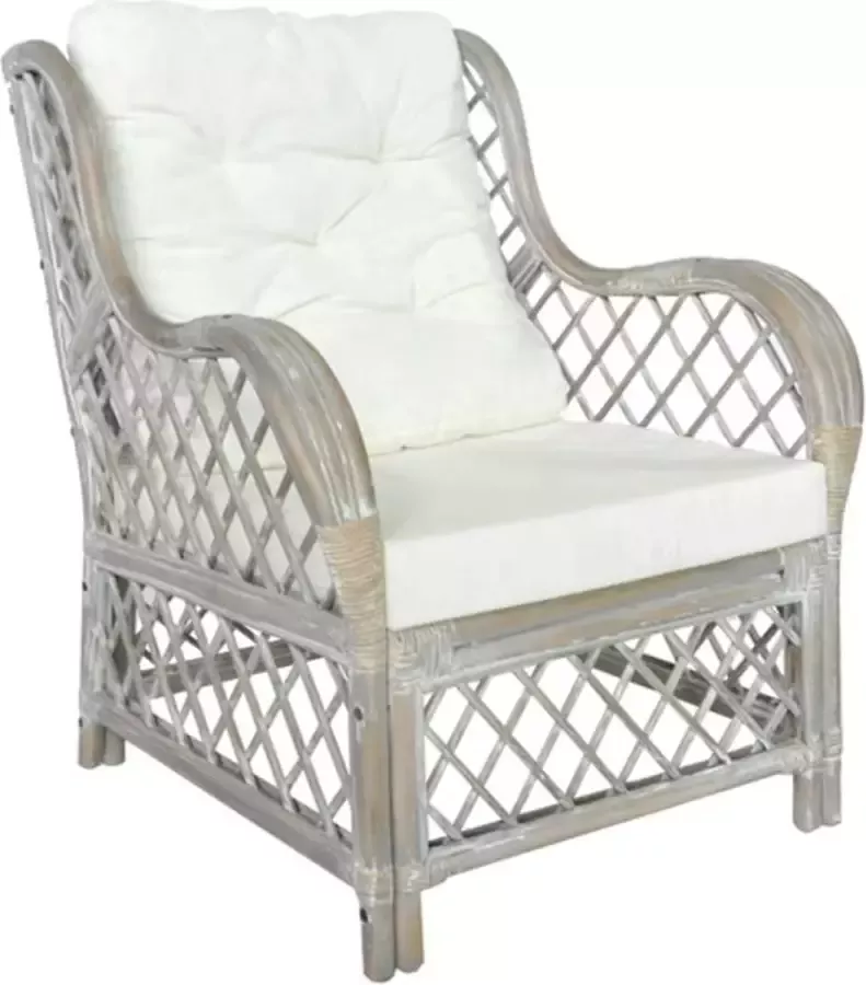 VidaXL -Stoel-met-kussen-natuurlijk-rattan-en-linnen-grijs - Foto 2