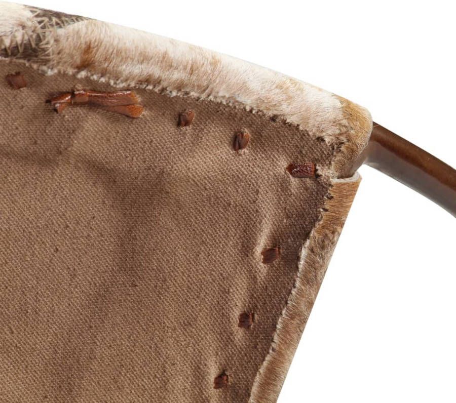 VidaXL Stoel ruitpatroon echt leer bruin