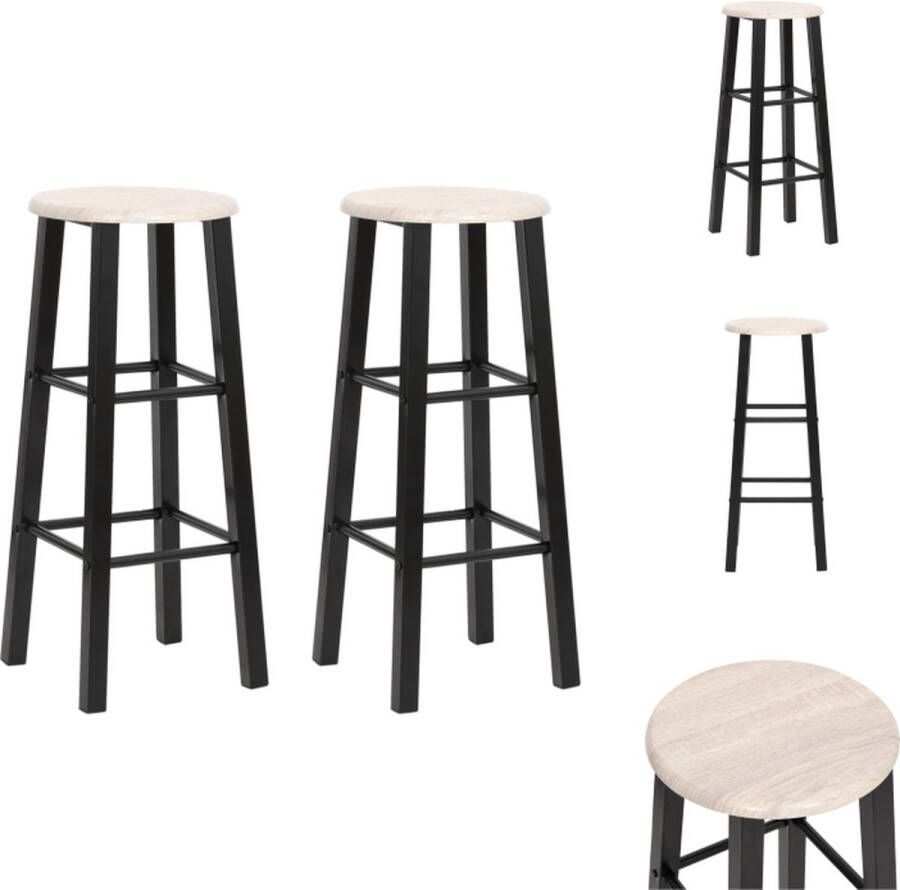 VidaXL Stoelen Barkruk 30x30x70 cm Zwart en Houtkleur 110 kg draagvermogen Barkruk - Foto 2