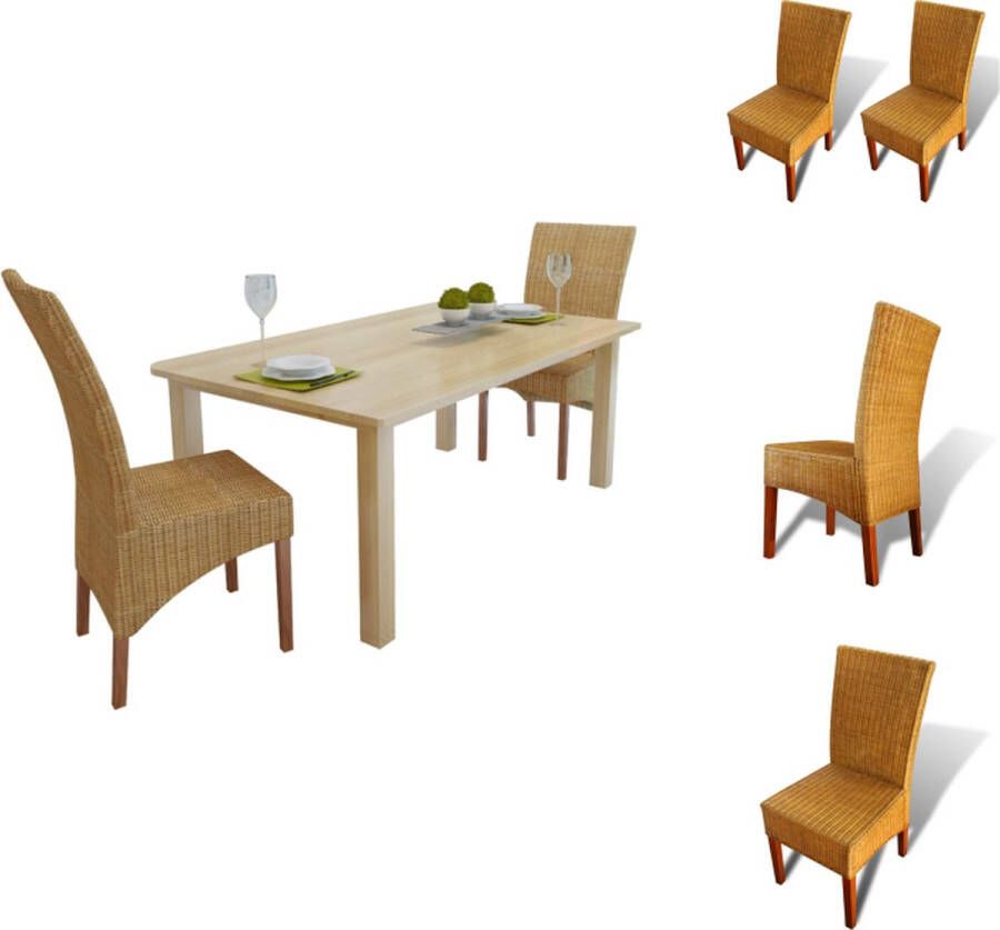 vidaXL Stoelenset Rattan 45 x 62 x 93 cm Handgeweven Massief mangohout Set van 2 Eetkamerstoel