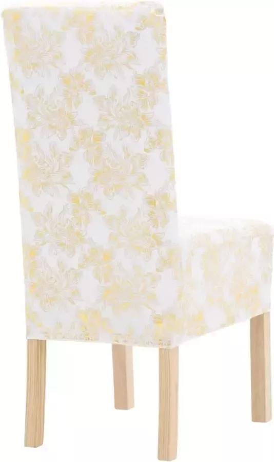 VidaXL Stoelhoezen 6 st recht stretch wit met gouden opdruk - Foto 2