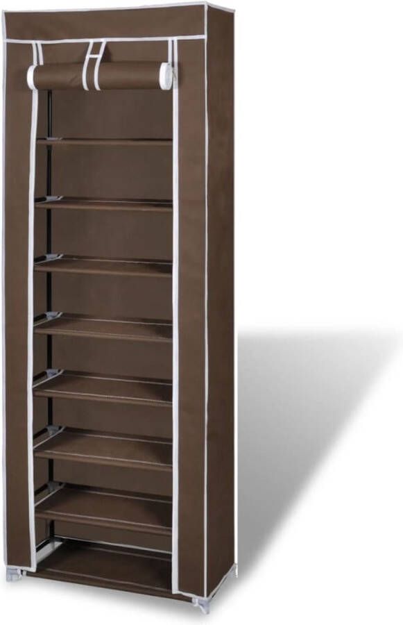 VidaXL -Stoffen-schoenenrek-met-hoes-162-x-57-x-29-cm-bruin