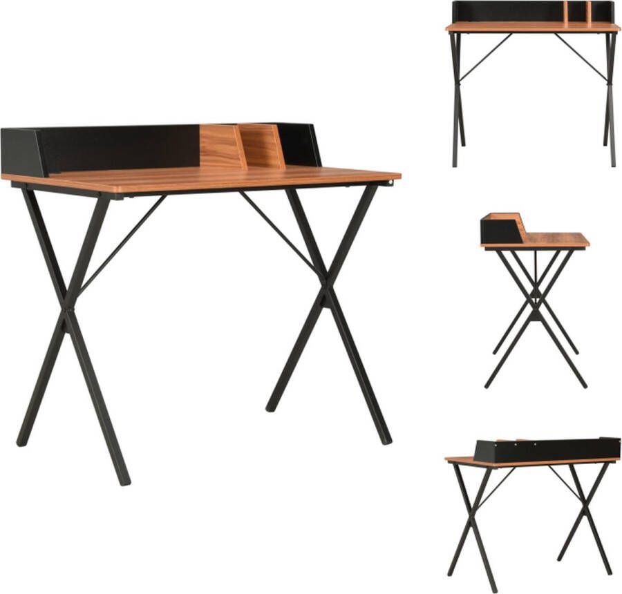 VidaXL Computertafel Computertafels Computerbureau Computerbureaus Bureau 80x50x84 cm zwart en bruin - Foto 2