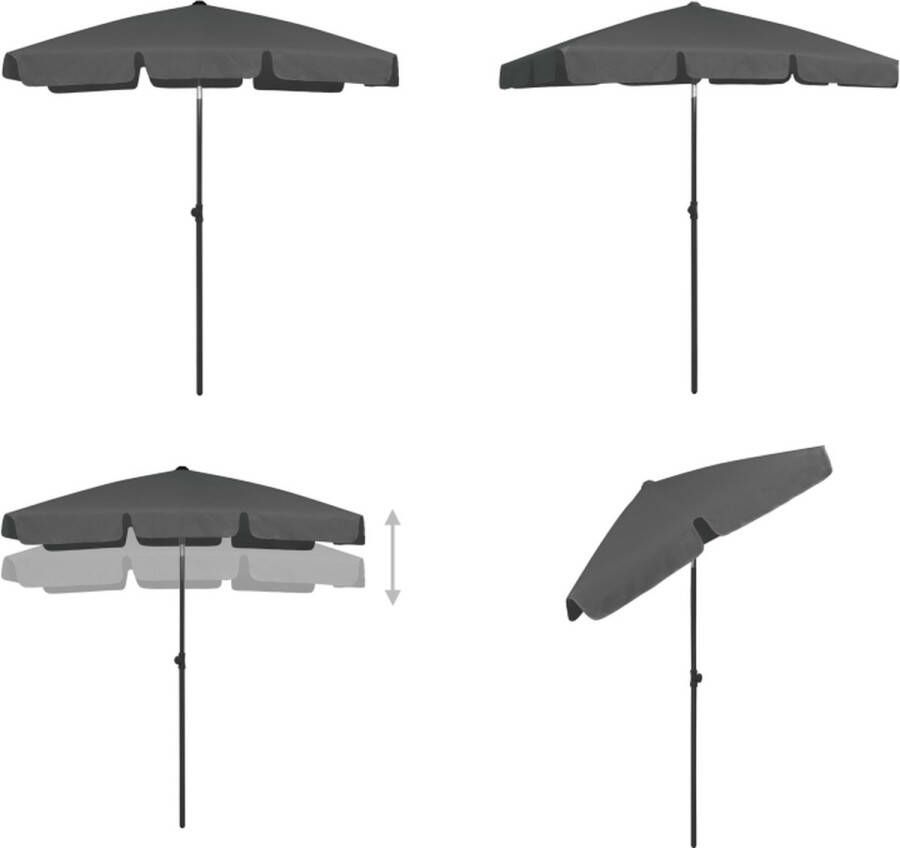 VidaXL Strandparasol 180x120 cm antracietkleurig Zonnescherm Strandparasol Parasollen Buitenleven Zomeraccessoires Balkondecoratie Tuindecoratie Uv Bescherming Strandparasol Strandparasols Parasol Tuinparasol