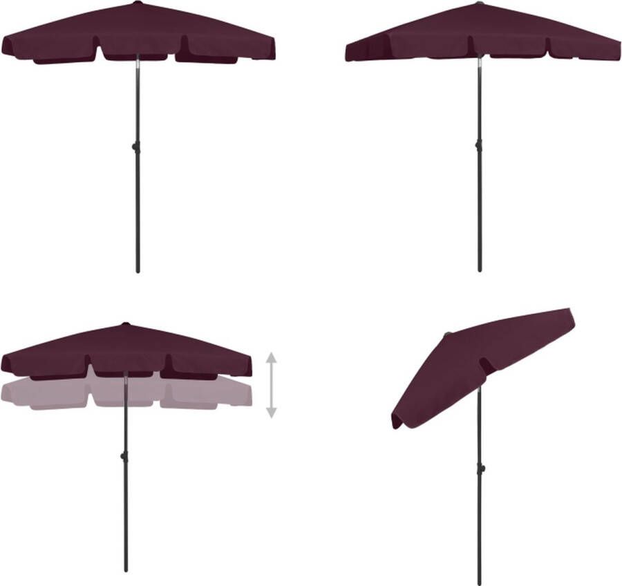 VidaXL Strandparasol 180x120 cm bordeauxrood Zonnescherm Parasols Strandparasol Balkonparasol Tuinset Buitenshuis Strandparasol Strandparasols Parasol Tuinparasol