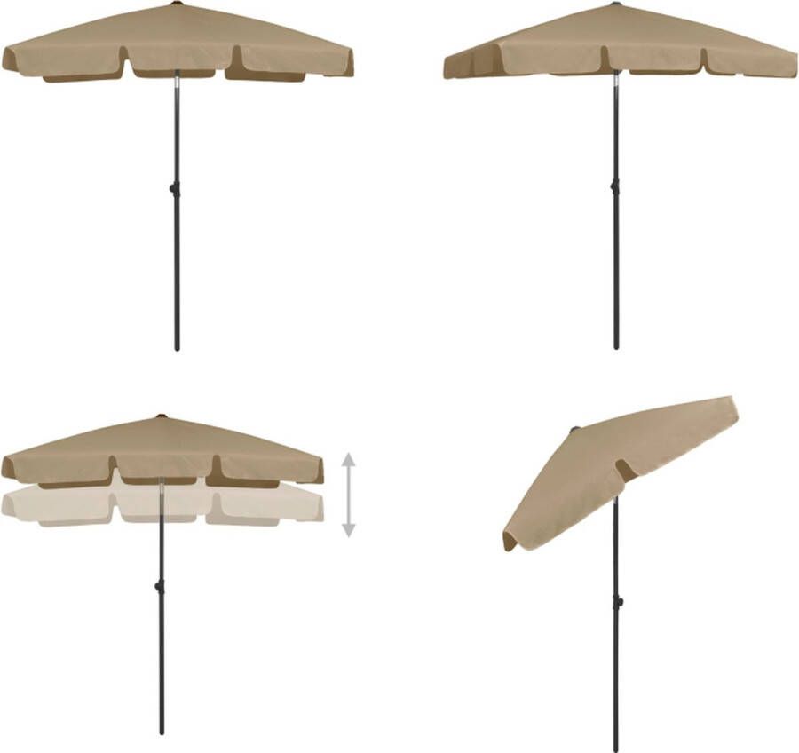 VidaXL Strandparasol 180x120 cm taupe Zonnescherming Strandparasol Tuinset Buitenleven Patio Set Balkon Decoratie Tuinaccessoires Zomer Accessoires Parasol Taupecleur Strandparasol Strandparasols Parasol Tuinparasol