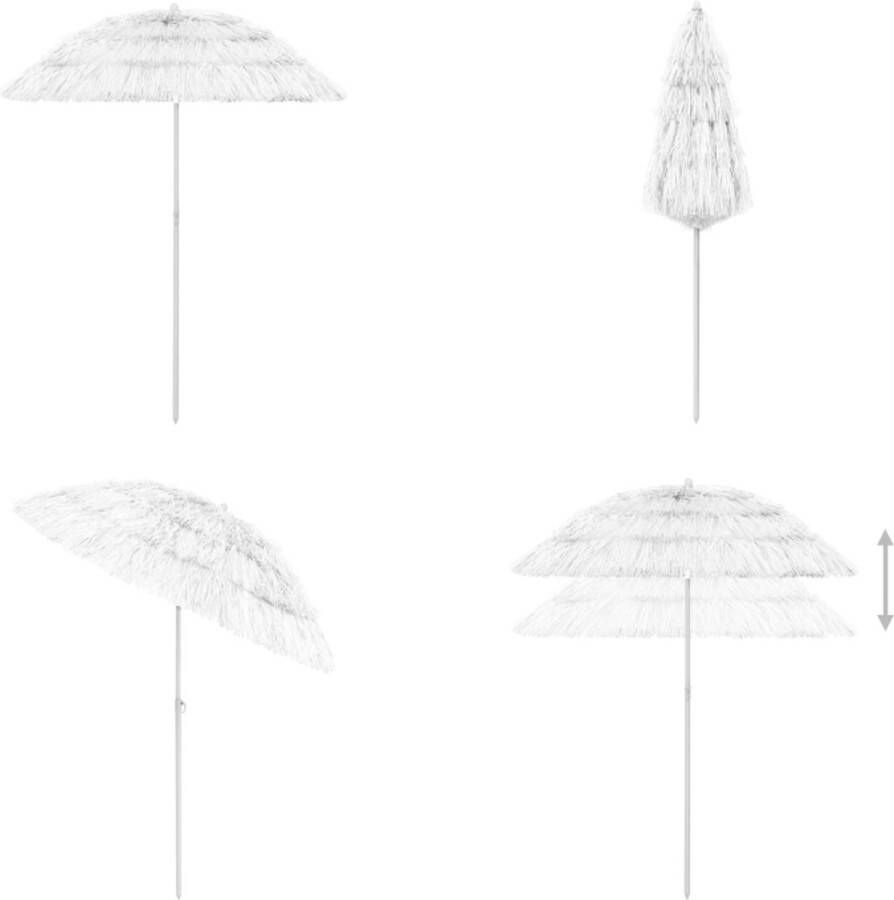VidaXL Strandparasol Hawaï 180 cm wit Zonnescherm Parasol Beach Umbrella Tuinset Buitendecoratie Zomeraccessoires Hawaiaans Hawaï Strandparasol Hawaï Strandparasols Parasol Tuinparasol