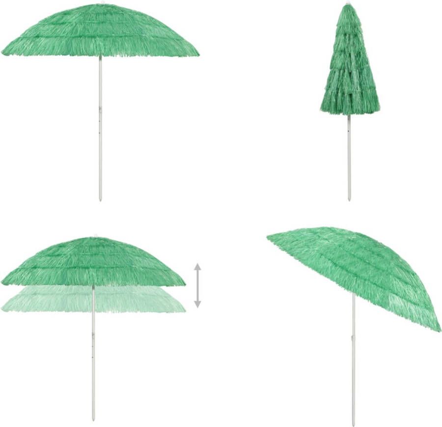 VidaXL Strandparasol Hawaï 240 cm groen Zonnescherm Parasol Beach Umbrella Tuinset Buitenleven Balkondecoratie Veranda Decoratie Hawaï Strandparasol Hawaï Strandparasols Parasol Tuinparasol