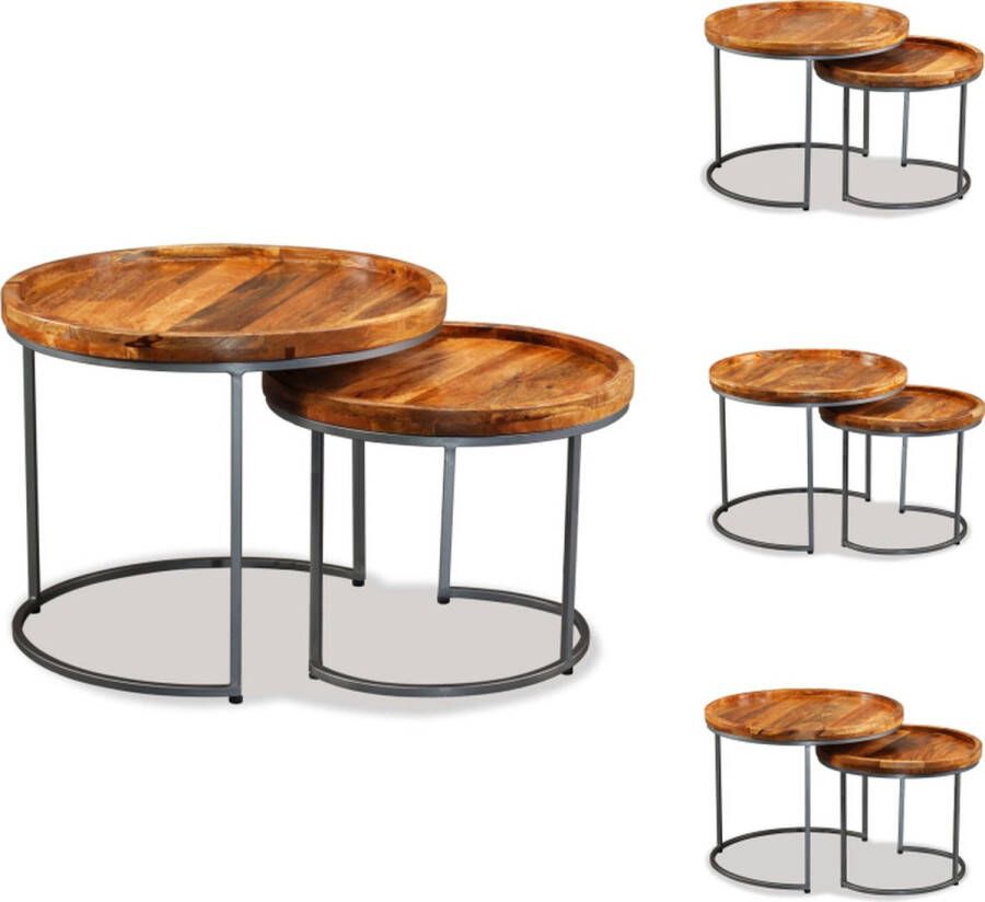 VidaXL Salontafel Salontafels Bijzettafel Bijzettafels -2-delige-Bijzettafelset-massief-mangohout
