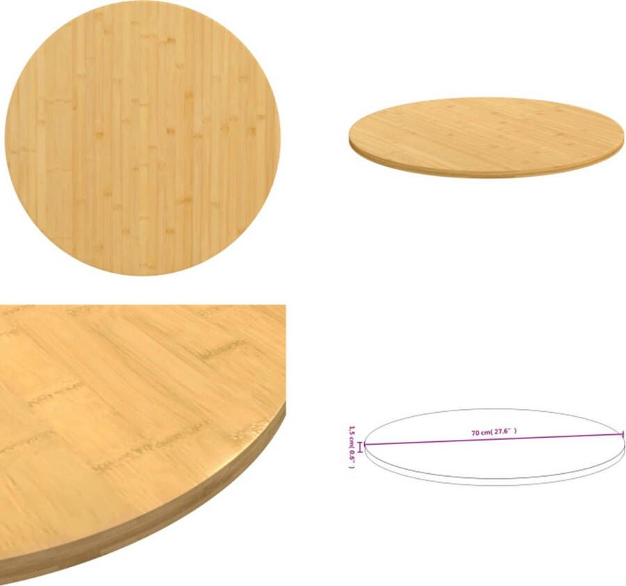 VidaXL Tafelblad Ã˜ 70x1 5 cm bamboe