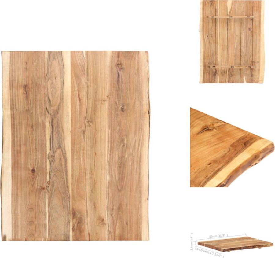 VidaXL Tafelblad Tafelbladen Tafel Blad Tafel Bladen Tafelblad 80x(50-60)x3 8 cm massief acaciahout - Foto 2