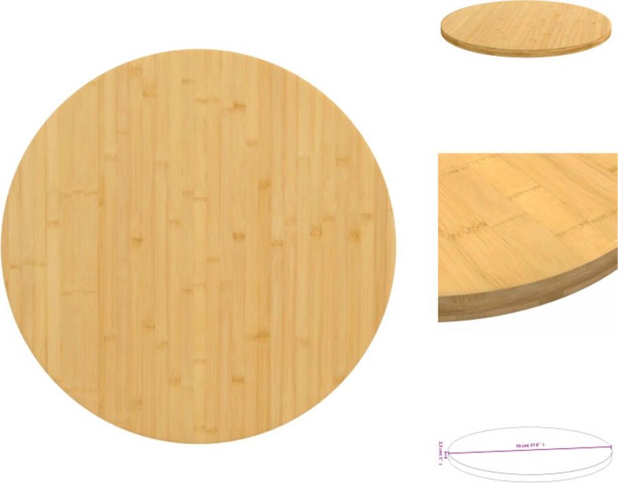 VidaXL Tafelblad Ã˜ 70x1 5 cm bamboe - Foto 2