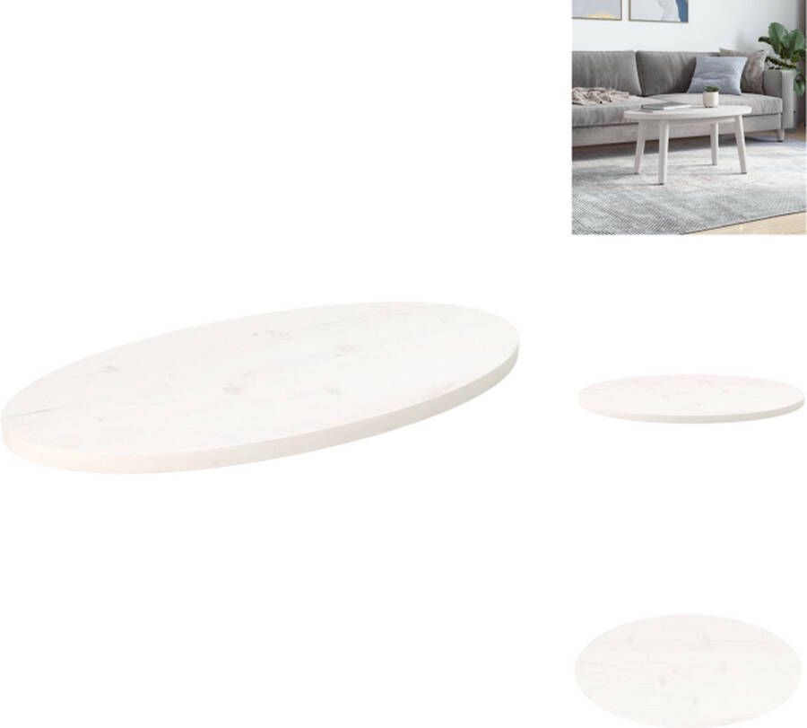 VidaXL Tafelblad Tafelbladen Vervangend Tafelblad Vervangend Houten Tafelblad ovaal 80x40x2 5 cm massief grenenhout wit