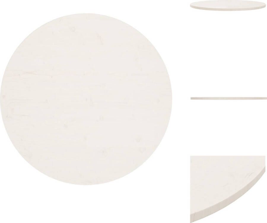 VidaXL Tafelblad Tafelbladen Houten Tafelblad Rond Tafelblad Ø90x2 5 cm massief grenenhout wit - Foto 2