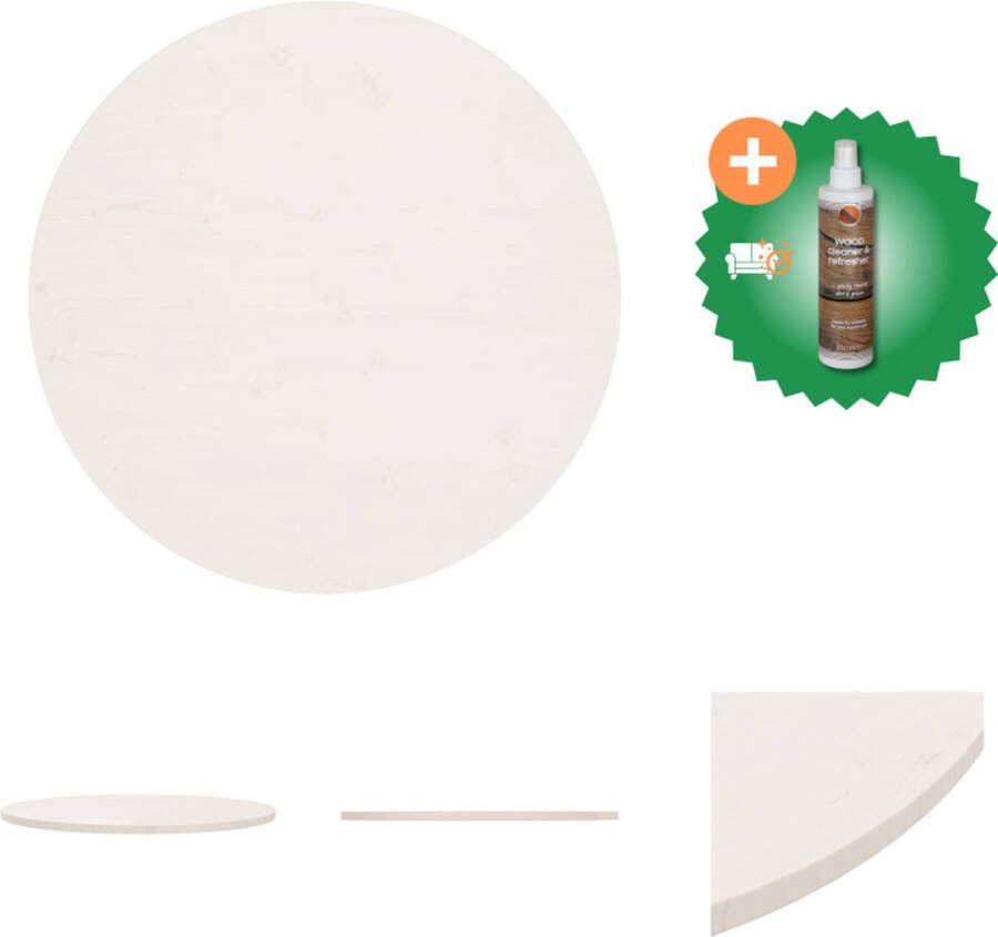 VidaXL Tafelblad Ø90x2-5 cm massief grenenhout wit Tafelonderdeel Inclusief Houtreiniger en verfrisser