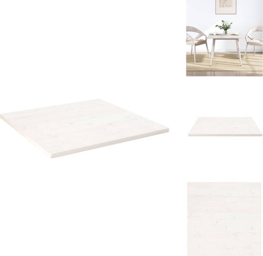 VidaXL Tafelblad Tafelbladen Vervangend Tafelblad Vervangend Houten Tafelblad vierkant 90x90x2 5 cm massief grenenhout wit - Foto 2