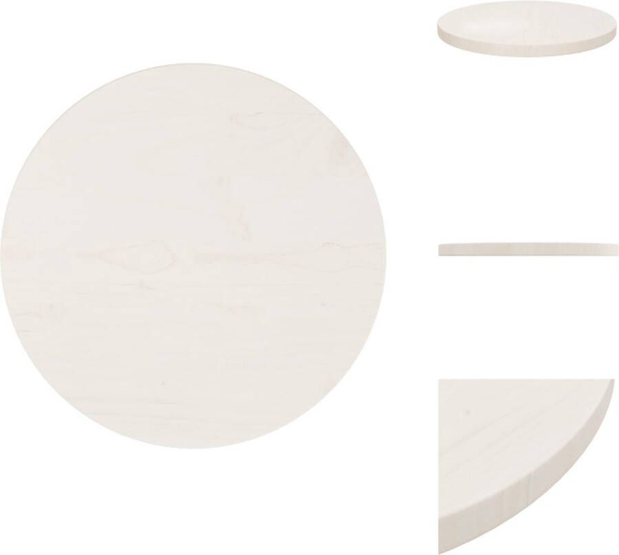 VidaXL Tafelblad Tafelbladen Houten Tafelblad Rond Tafelblad Ø40x2 5 cm massief grenenhout wit
