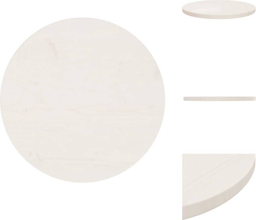VidaXL Tafelblad Tafelbladen Houten Tafelblad Rond Tafelblad Ø50x2 5 cm massief grenenhout wit