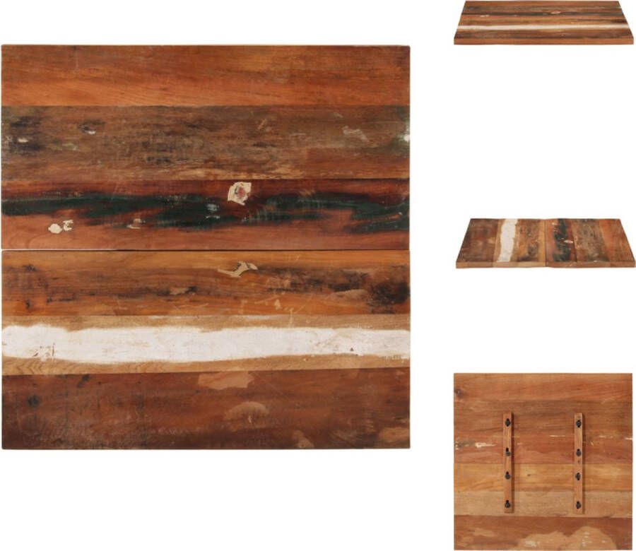 VidaXL Tafelblad Tafelbladen Vervangende Tafelblad Vervangende Tafelbladen Tafelblad vierkant 25-27 mm 70x70 cm massief gerecycled hout - Foto 2
