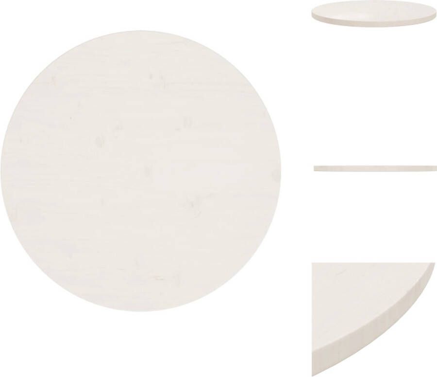 VidaXL Tafelblad Tafelbladen Houten Tafelblad Rond Tafelblad Ø60x2-5 cm massief grenenhout wit