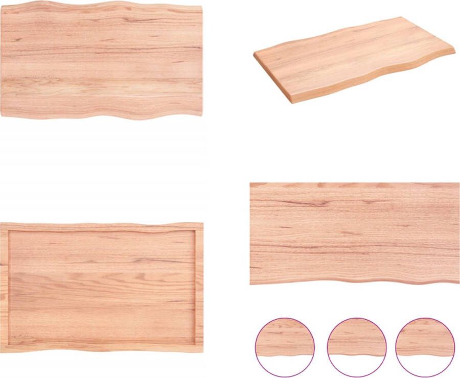 VidaXL Tafelblad natuurlijke rand 100x60x(2-4)cm eikenhout lichtbruin Tafelblad Tafelbladen Plank Houten Tafelblad