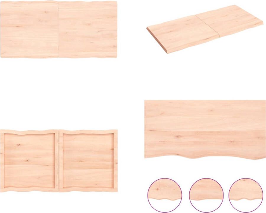 VidaXL Tafelblad natuurlijke rand 120x60x(2-4) cm massief eikenhout Tafelblad Tafelbladen Plank Houten Tafelblad