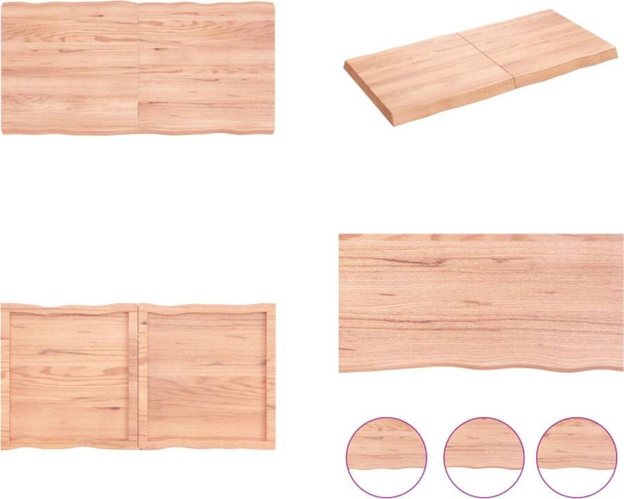 VidaXL Tafelblad natuurlijke rand 120x60x(2-6)cm eikenhout lichtbruin Tafelblad Tafelbladen Plank Houten Tafelblad