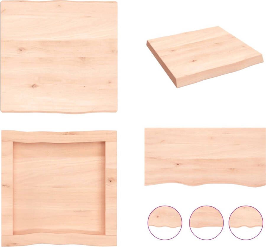 VidaXL Tafelblad natuurlijke rand 40x40x(2-4) cm massief eikenhout Tafelblad Tafelbladen Plank Houten Tafelblad