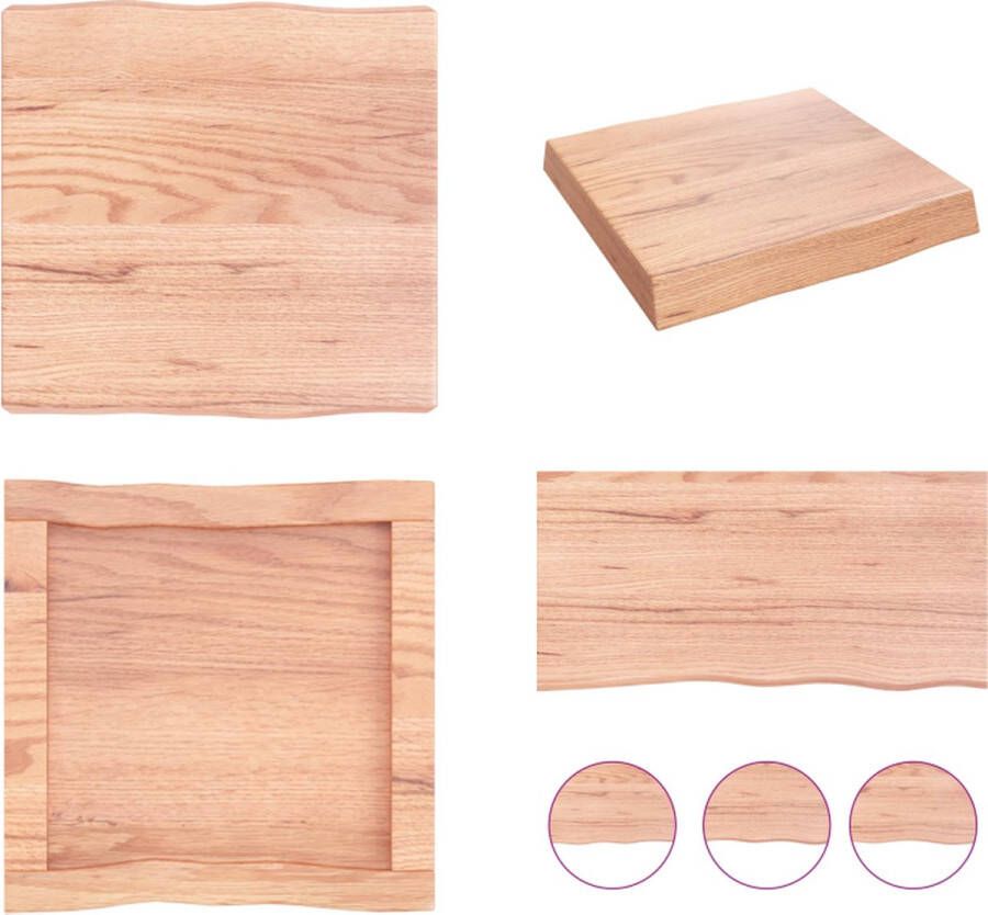 VidaXL Tafelblad natuurlijke rand 40x40x(2-6)cm eikenhout lichtbruin Tafelblad Tafelbladen Plank Houten Tafelblad