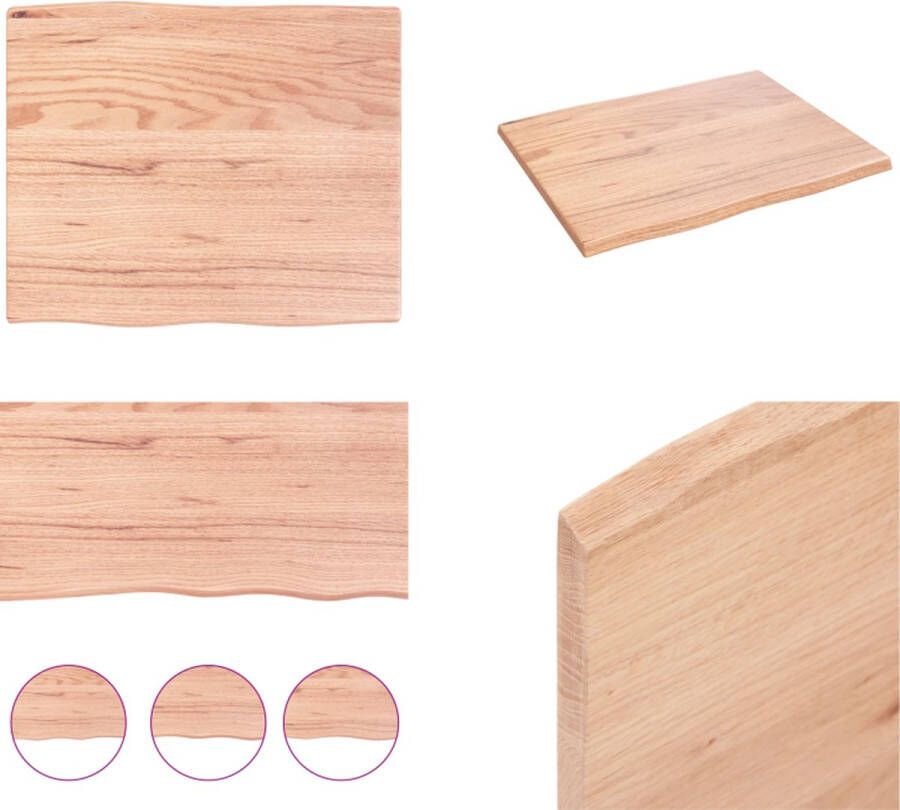 VidaXL Tafelblad natuurlijke rand 60x50x2 cm eikenhout lichtbruin Tafelblad Tafelbladen Plank Houten Tafelblad