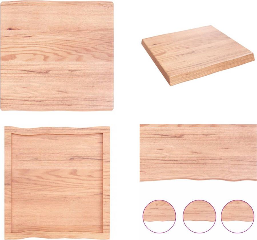 VidaXL Tafelblad natuurlijke rand 60x60x(2-6) cm eikenhout lichtbruin Tafelblad Tafelbladen Plank Houten Tafelblad