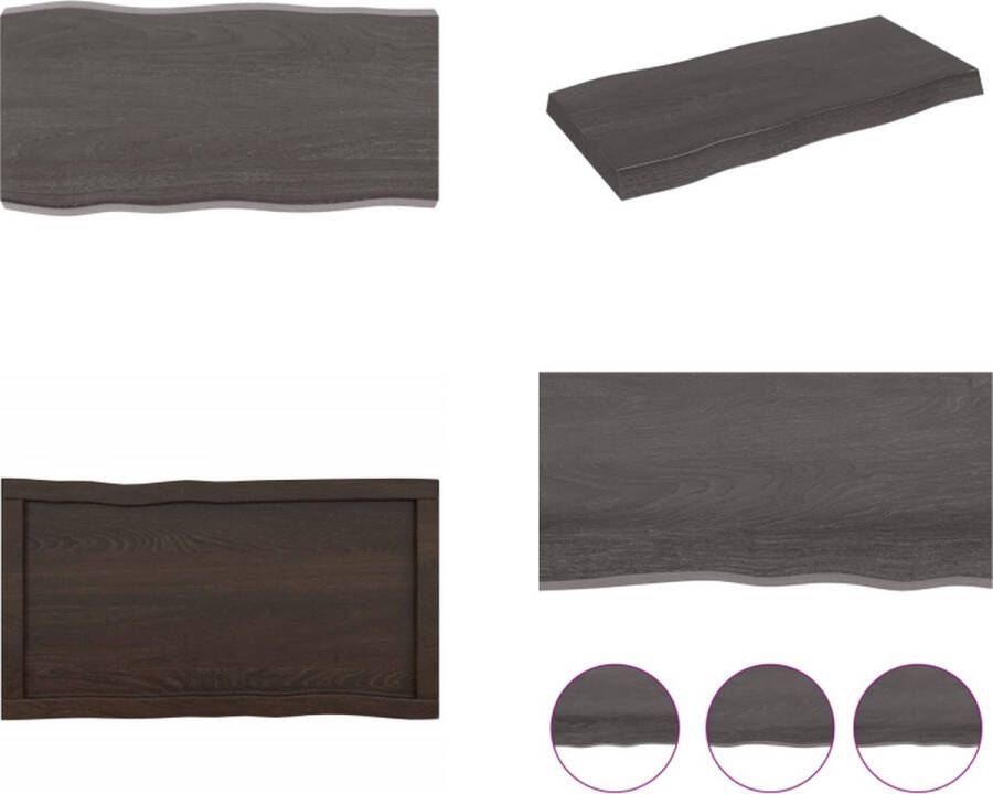 VidaXL Tafelblad natuurlijke rand 80x40x(2-6) cm eikenhout donkerbruin Tafelblad Tafelbladen Plank Houten Tafelblad