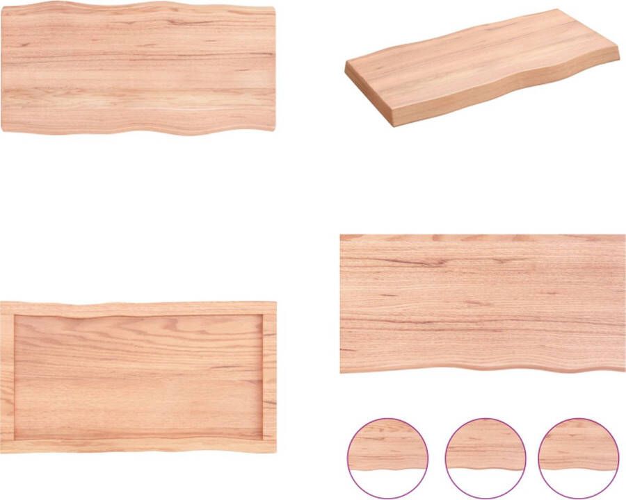 VidaXL Tafelblad natuurlijke rand 80x40x(2-6) cm eikenhout lichtbruin Tafelblad Tafelbladen Plank Houten Tafelblad